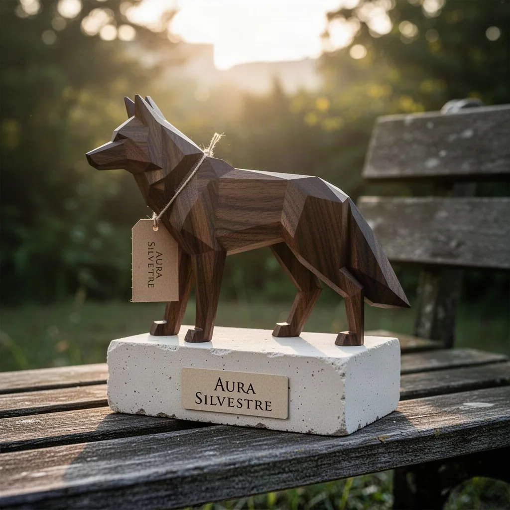 Figura Arquetípica Lobo en Nogal Macizo